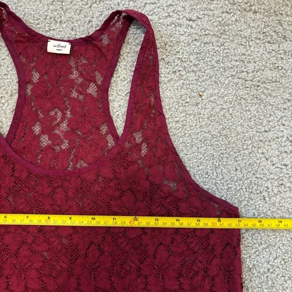 Aritzia Wilfred Dark Red Sheer Lace Tank Top - Picture 9 of 10